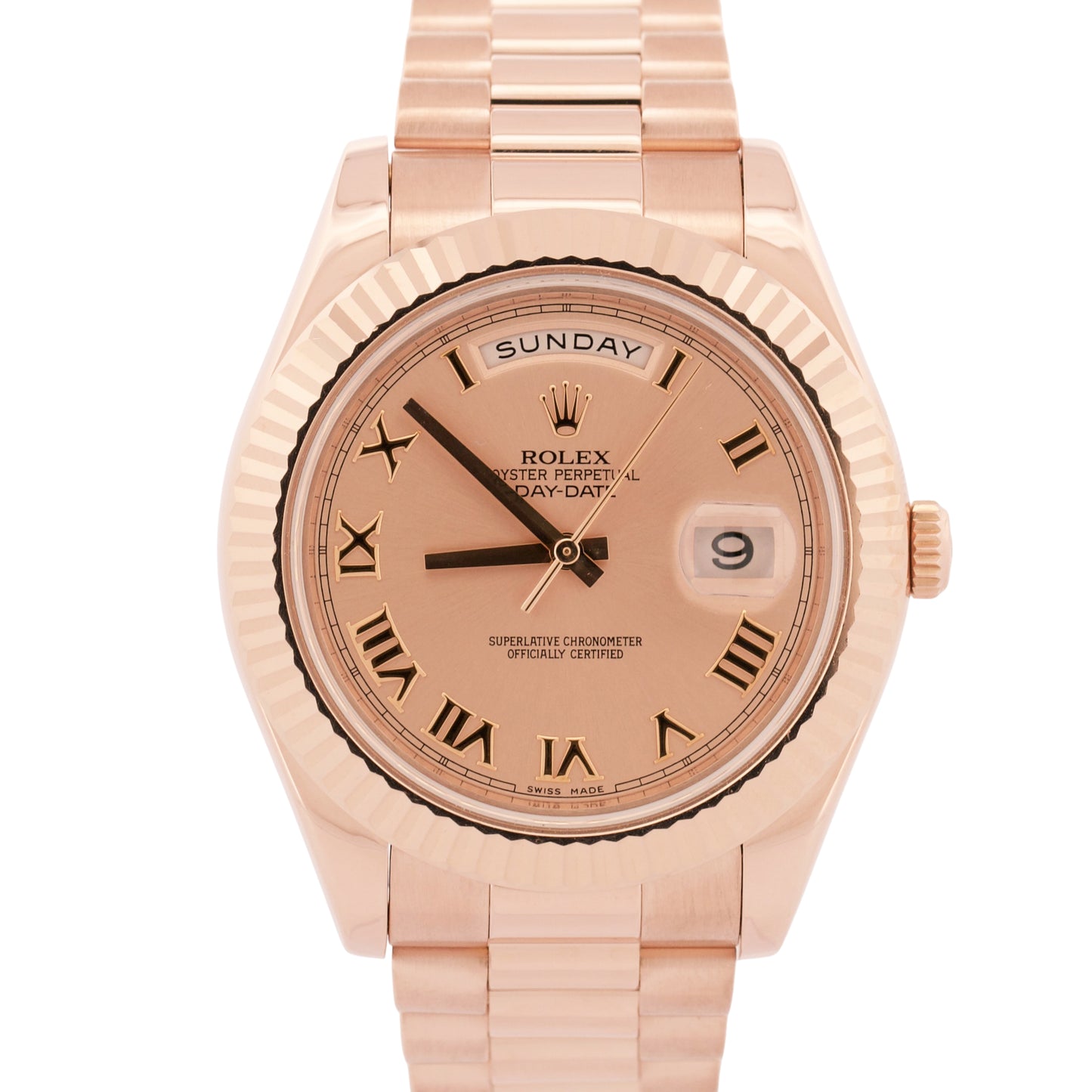 2015 PAPERS Rolex Day-Date II President 41mm PINK ROMAN 18K Rose Gold 218235 BOX