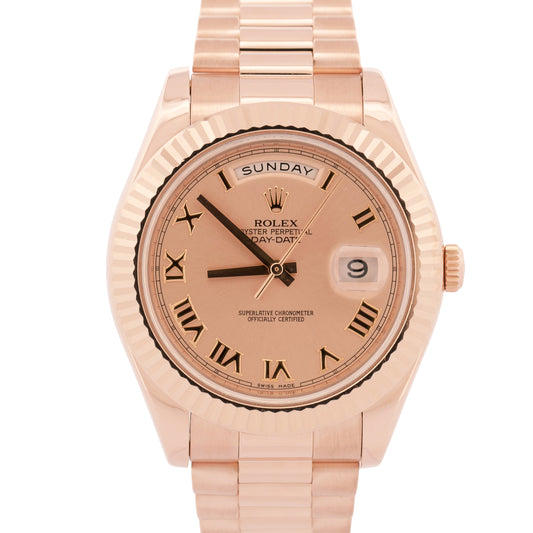 2015 PAPERS Rolex Day-Date II President 41mm PINK ROMAN 18K Rose Gold 218235 BOX