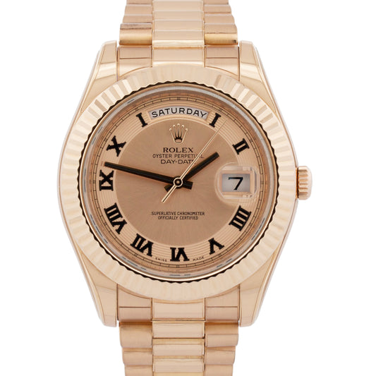 PAPERS Rolex Day-Date II 41mm President CONCENTRIC PINK Roman 18K 218235 BOX