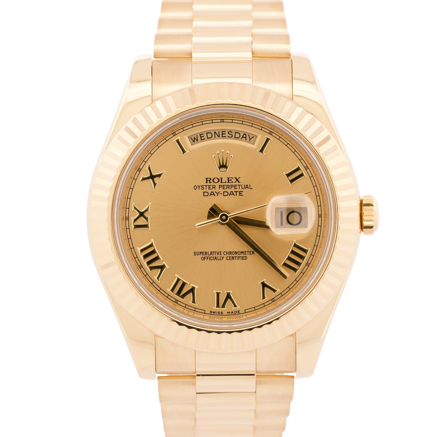 MINT PAPERS Rolex Day-Date II 41mm CHAMPAGNE ROMAN 18K Yellow Gold 218238 BOX
