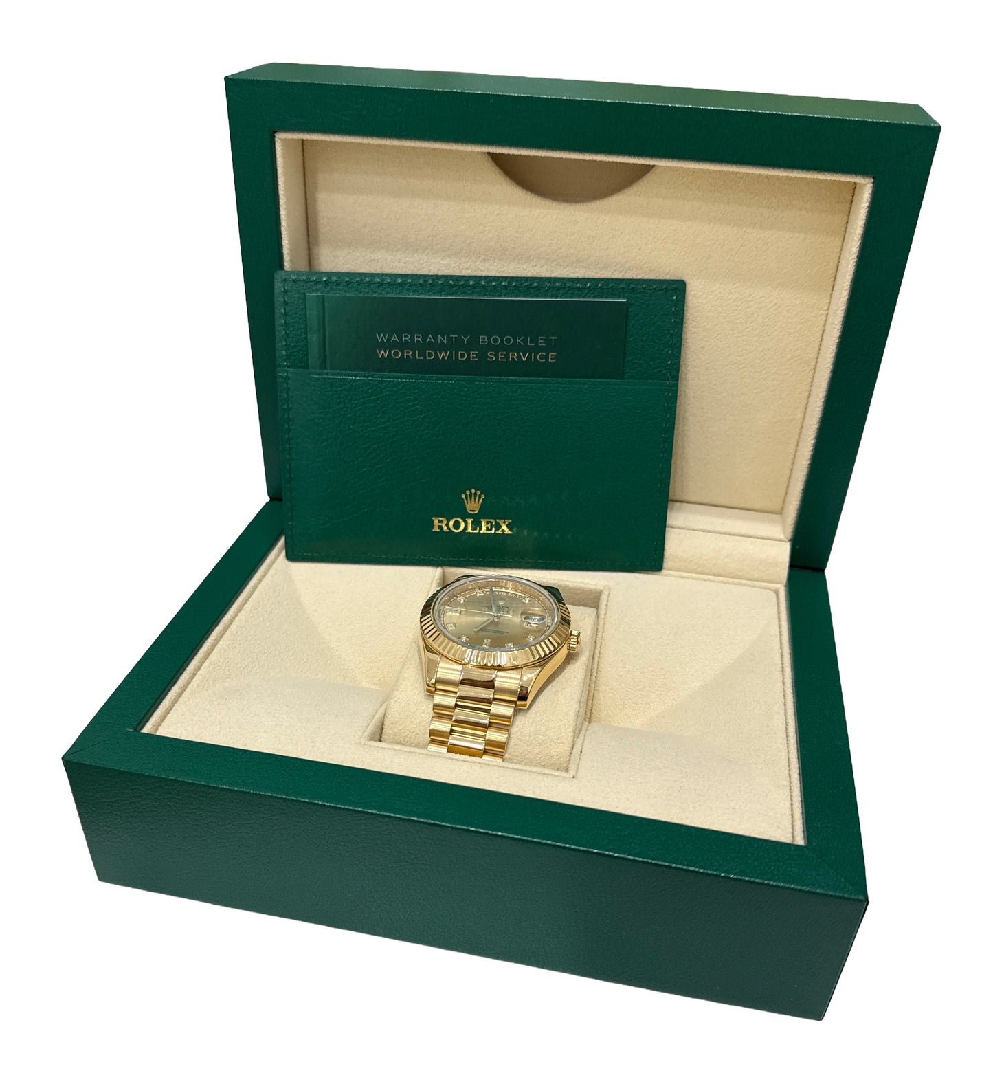 Rolex Day-Date II President 41mm CHAMPAGNE DIAMOND 18K Yellow Gold 218238 BOX