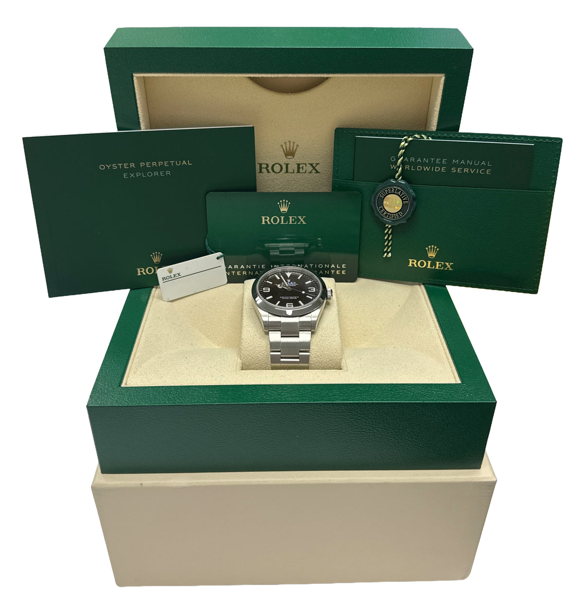 2023 Rolex Explorer I 224270 Black Stainless Steel Oyster 40mm Watch Box Papers