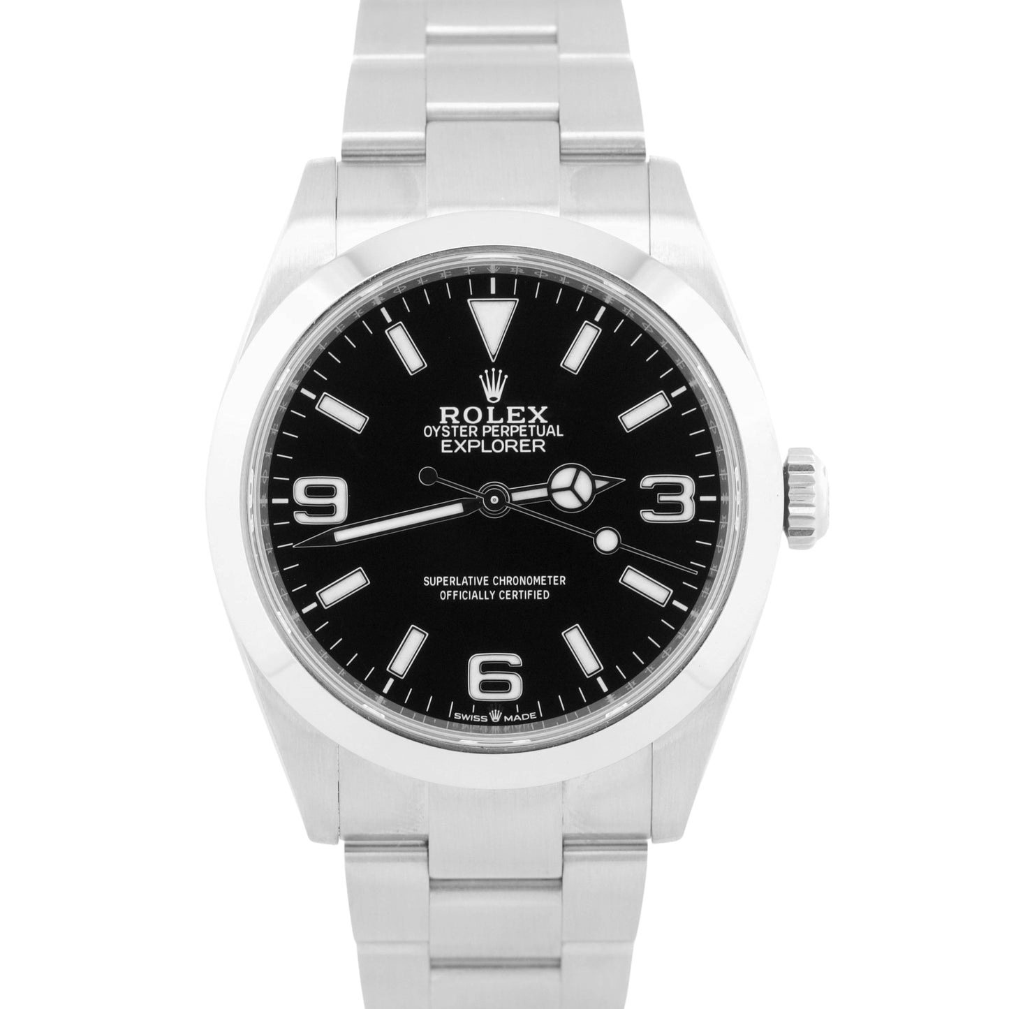 Rolex Explorer 40mm BLACK Stainless Steel 3-6-9 Oyster Smooth 224270 Watch