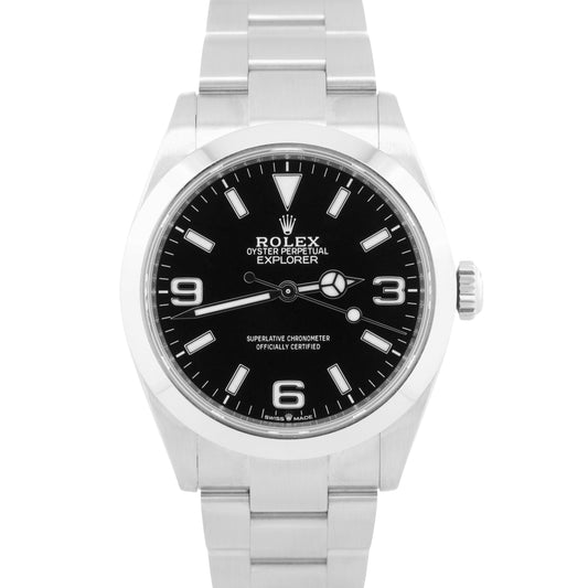 Rolex Explorer 40mm BLACK Stainless Steel 3-6-9 Oyster Smooth 224270 Watch