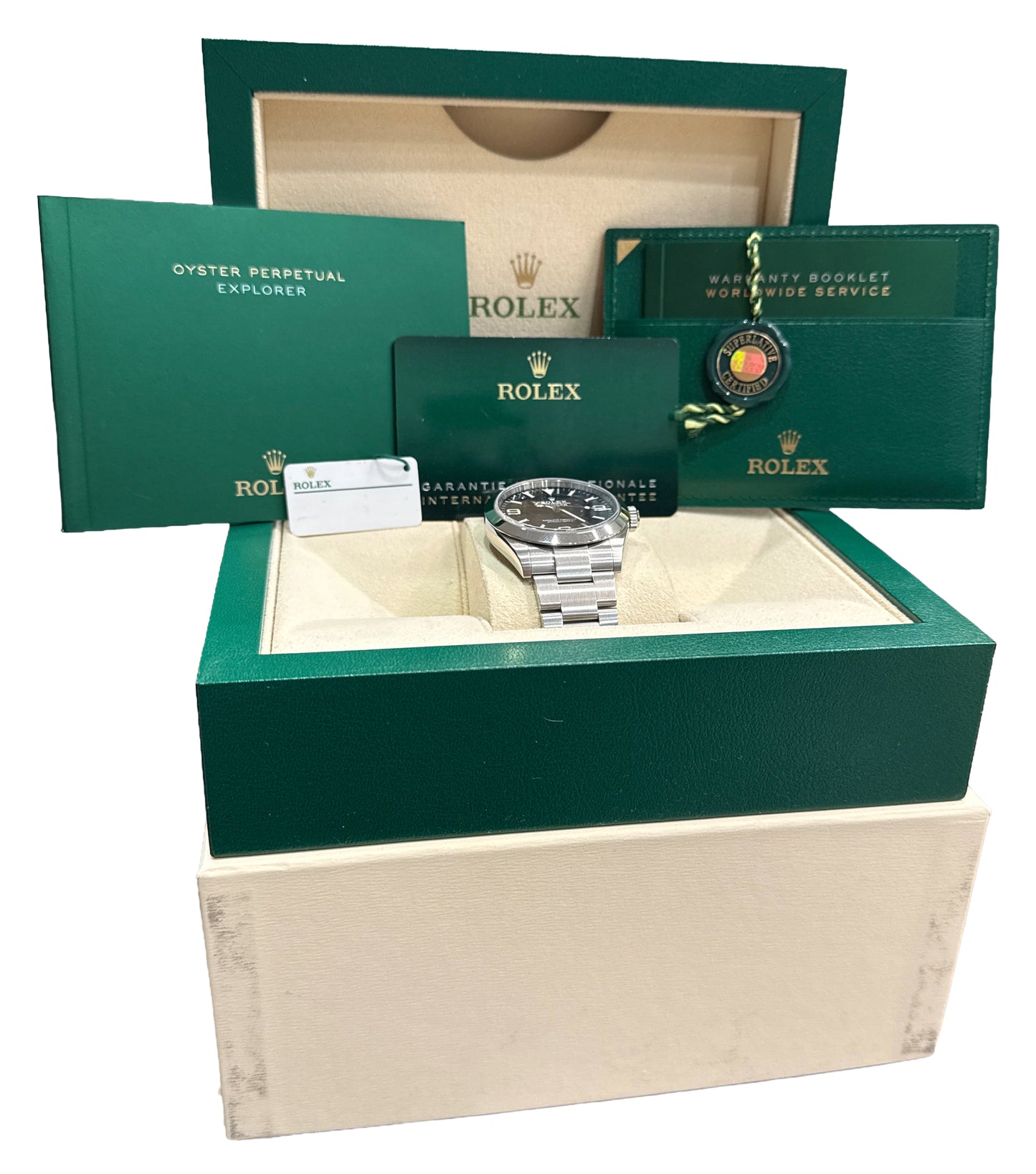 2023 PAPERS Rolex Explorer BLACK 40mm Stainless Steel 3-6-9 224270 Oyster BOX