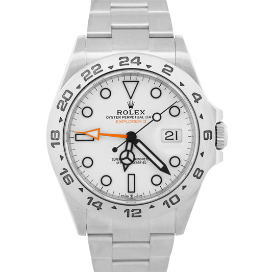 2024 PAPERS Rolex Explorer II 42mm WHITE Orange GMT Stainless 226570 Watch BOX
