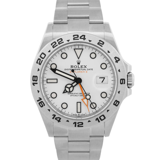 2023 PAPERS Rolex Explorer II 42mm POLAR WHITE Date GMT Steel 226570 Watch BOX