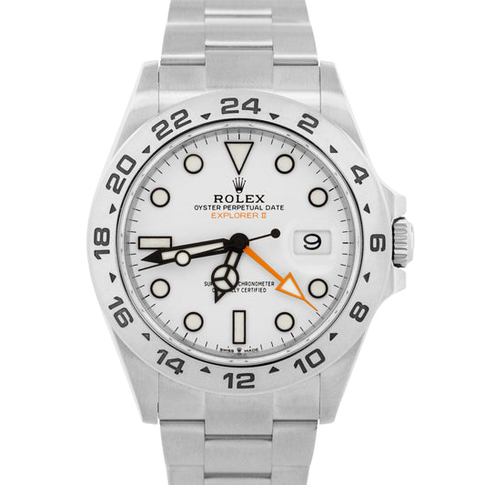 2023 PAPERS Rolex Explorer II 42mm POLAR WHITE Date GMT Steel 226570 Watch BOX