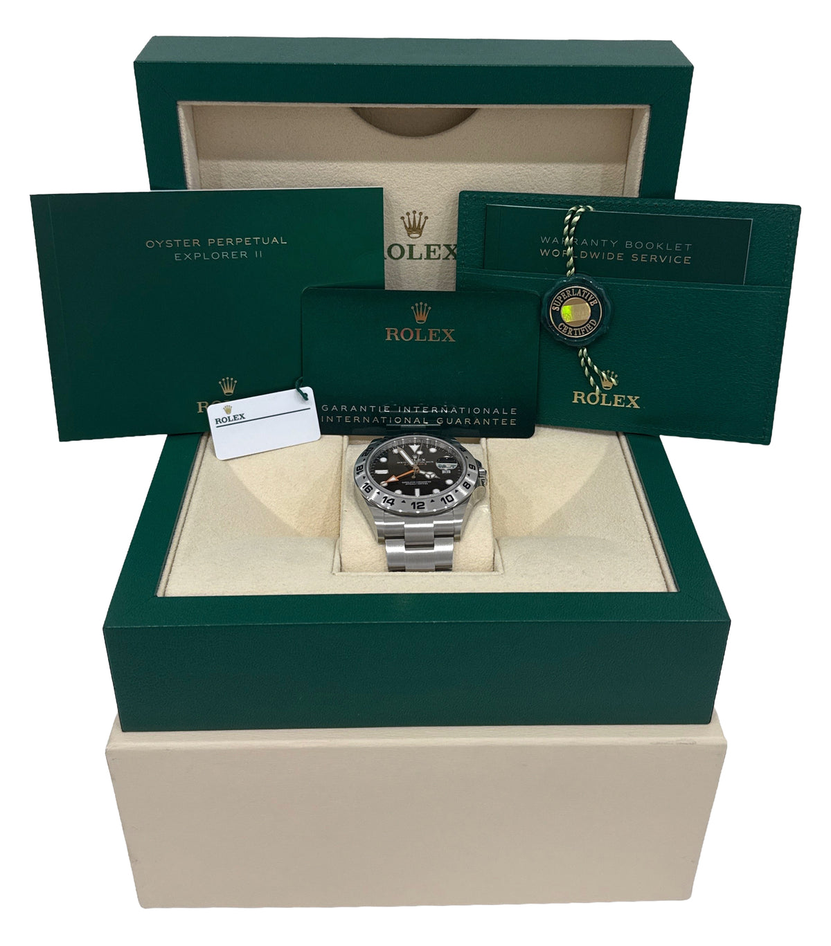 New 2022 Rolex Explorer II 226570 Black Stainless Steel 42mm Watch Box Papers