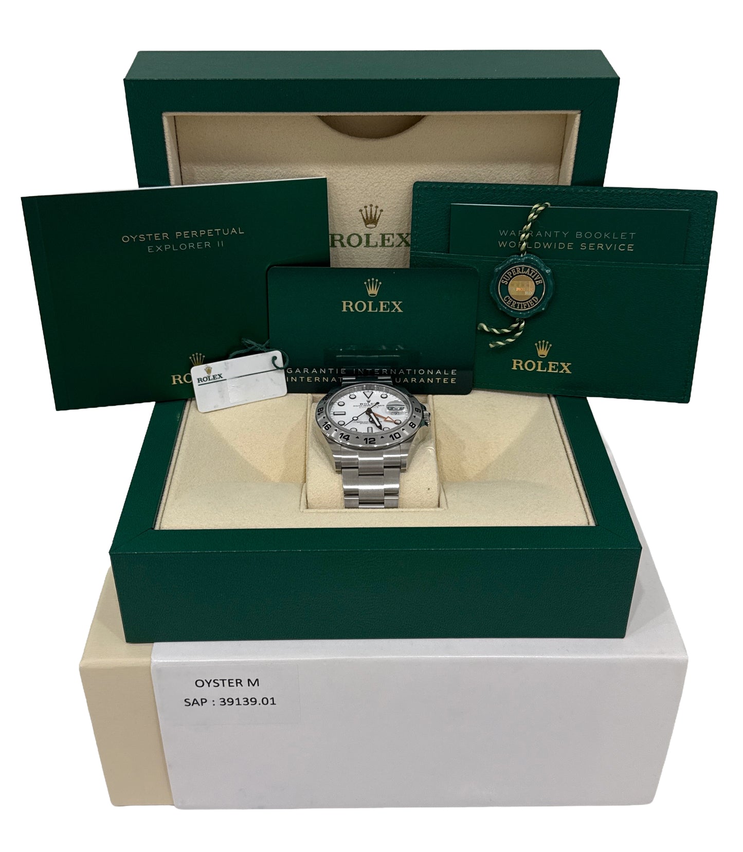 2023 PAPERS Rolex Explorer II 42mm POLAR WHITE Date GMT Steel 226570 Watch BOX