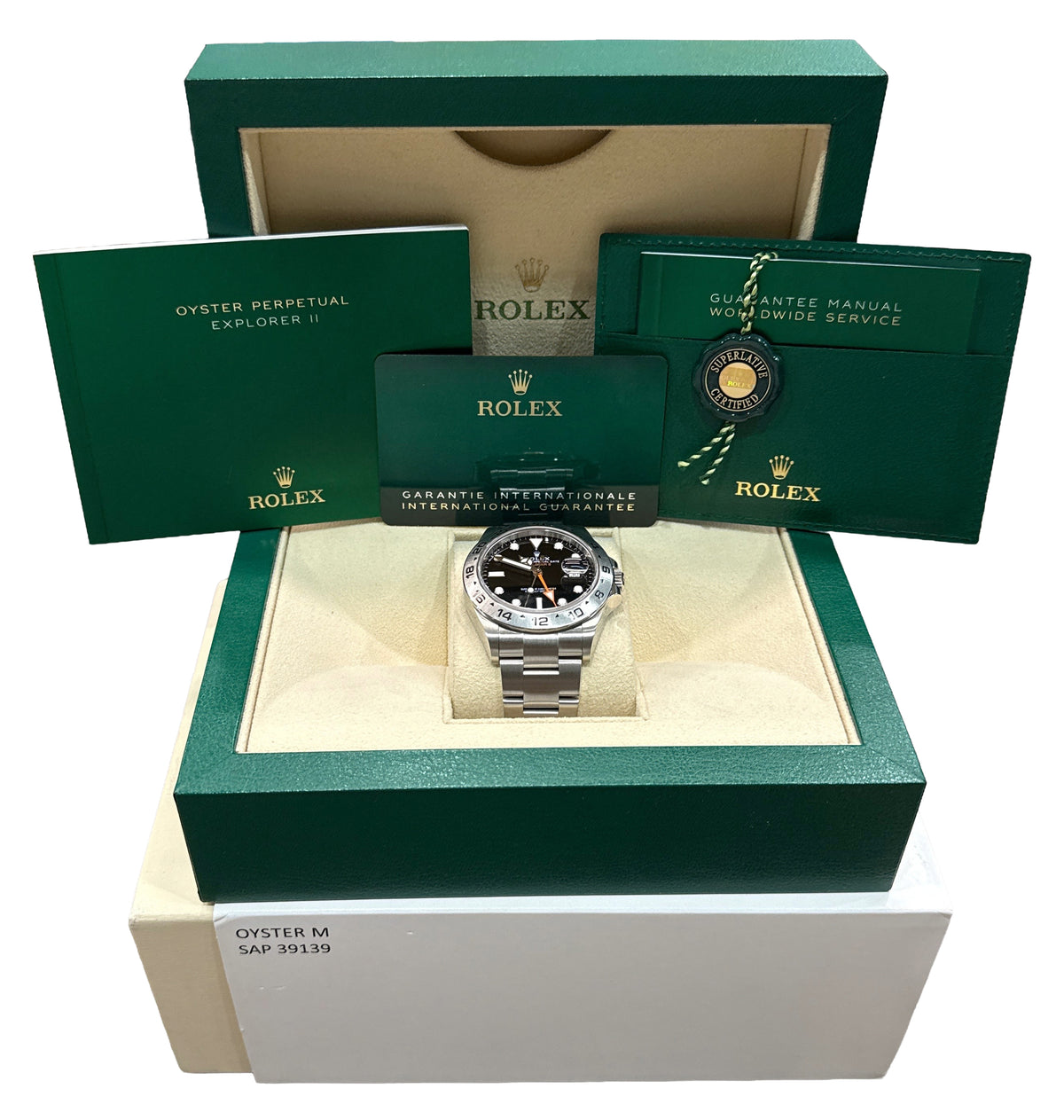 2024 Rolex Explorer II 226570 42mm Black Stainless Steel GMT Watch Box Papers