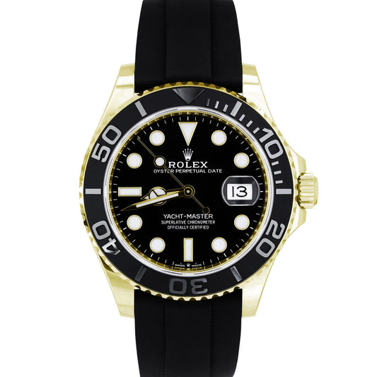 MINT 2022 PAPERS Rolex Yacht-Master Yellow Gold Oysterflex 42mm 226658 Watch B+P