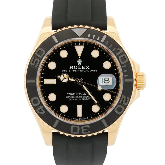 2024 Rolex Yacht-Master 18K Yellow Gold Black Oysterflex 42mm Watch 226658 BOX