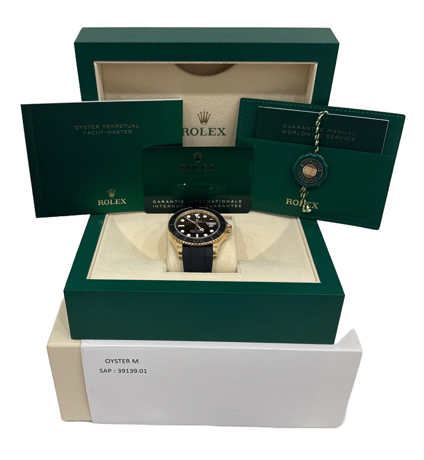 2022 PAPERS Rolex Yacht-Master 18K Yellow Gold Oysterflex 42mm 226658 Watch BOX