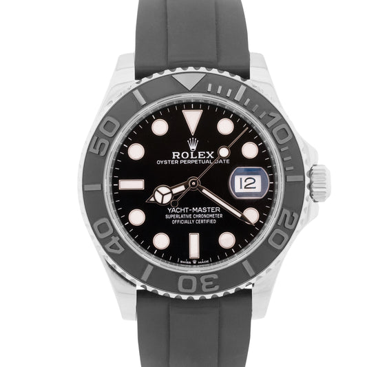 MINT 2023 Rolex Yacht-Master 18K White Gold Rubber Oysterflex 42mm 226659 BOX