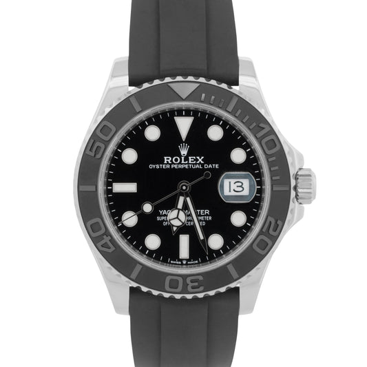 2021 PAPERS Rolex Yacht-Master 18K White Gold Oysterflex Black 42mm 226659 BOX