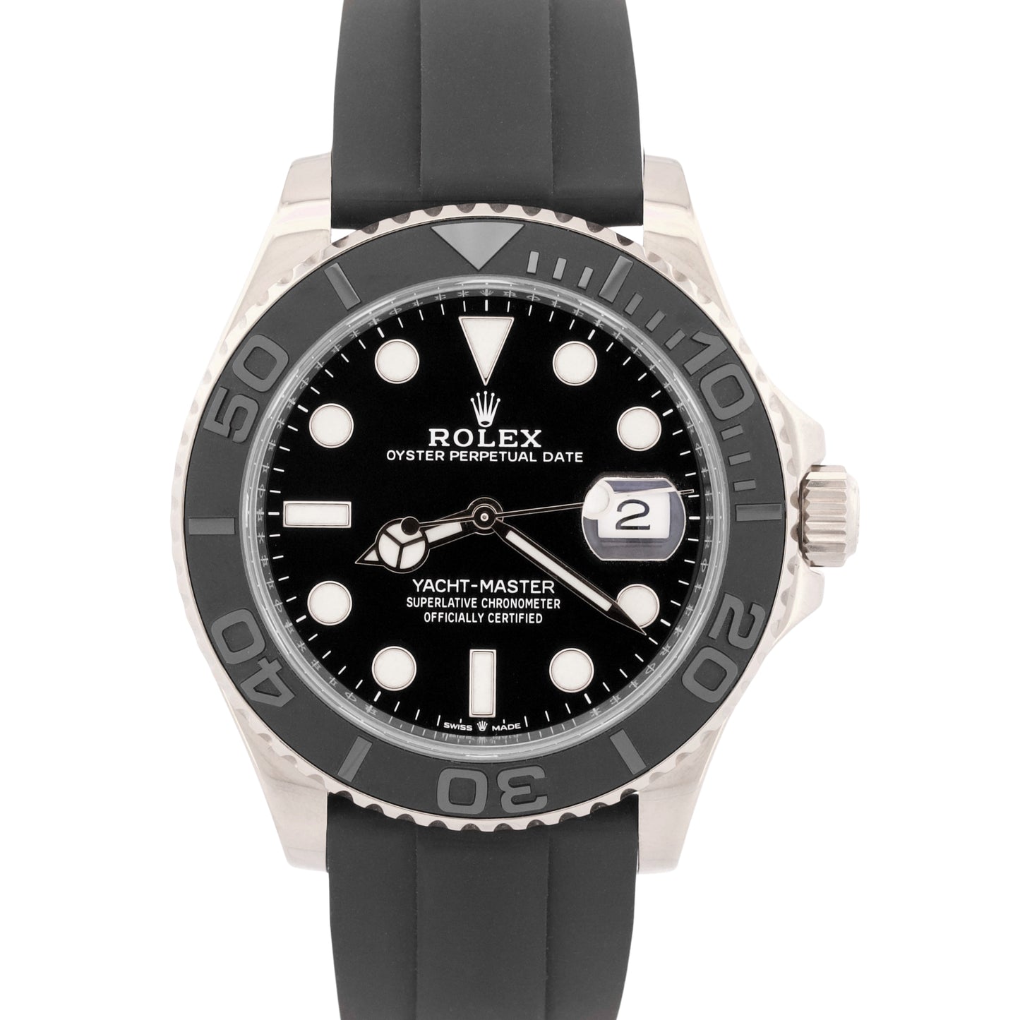 2019 PAPERS Rolex Yacht-Master BLACK 18K White Gold Oysterflex 42mm 226659 BOX