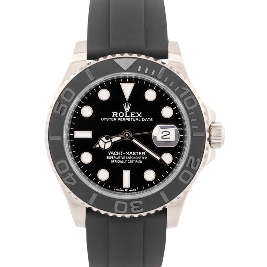 2019 PAPERS Rolex Yacht-Master BLACK 18K White Gold Oysterflex 42mm 226659 BOX