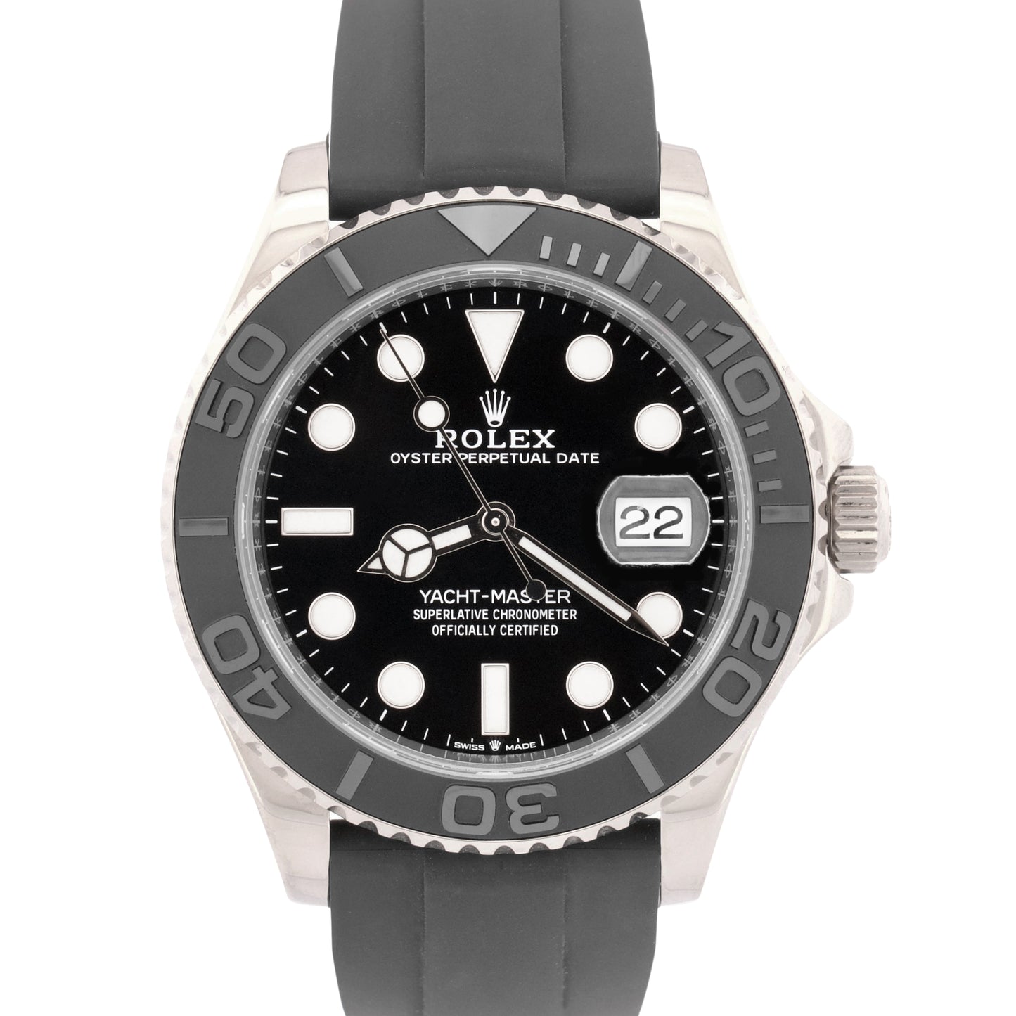 2019 PAPERS Rolex Yacht-Master BLACK 18K White Gold Oysterflex 42mm 226659 BOX