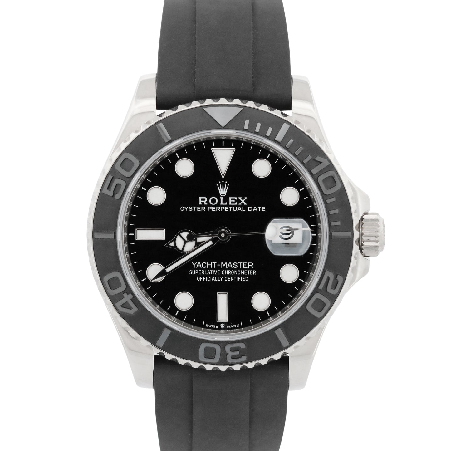 Rolex Yacht-Master BLACK 18K White Gold Oysterflex Rubber 42mm 226659 BOX