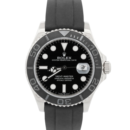 Rolex Yacht-Master BLACK 18K White Gold Oysterflex Rubber 42mm 226659 BOX