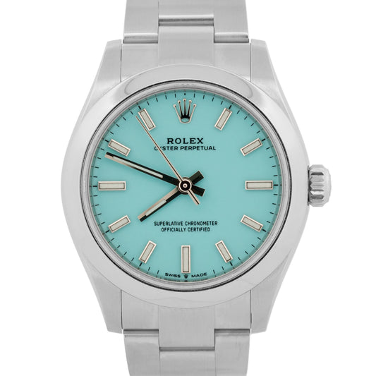 Ladies Rolex Oyster Perpetual 277200 Turquoise Blue Stainless Steel 31mm Watch