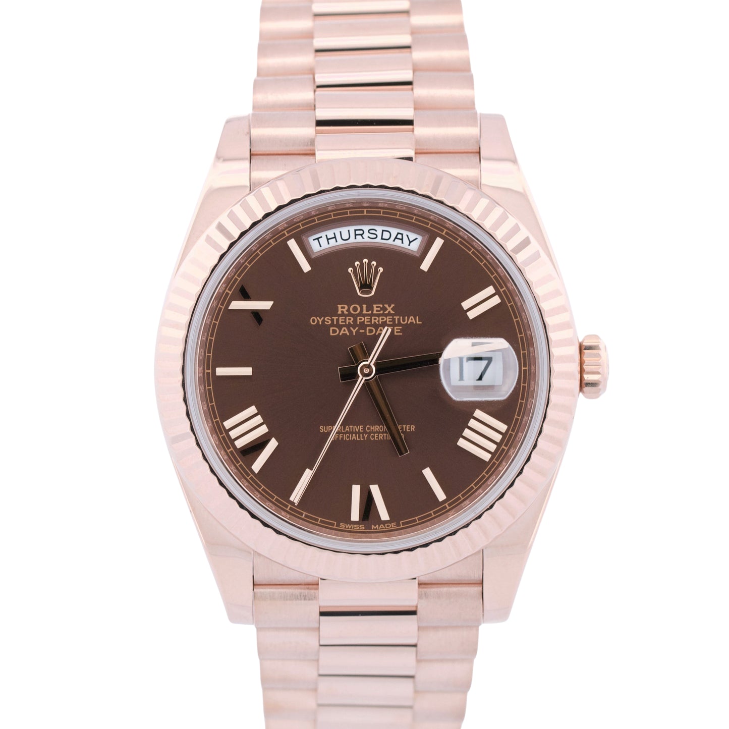 PAPERS Rolex Day-Date President 40mm CHOCOLATE ROMAN Brown 18K Gold 228235 BOX