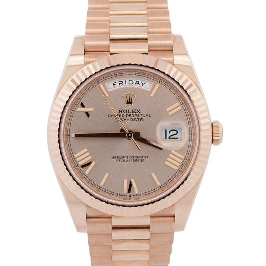 2024 PAPERS Rolex Day-Date President 40mm SUNDUST ROMAN 18K Rose Gold 228235 BOX