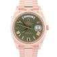 Rolex Day-Date President 40mm OLIVE GREEN ROMAN 18K Rose Gold Fluted 228235
