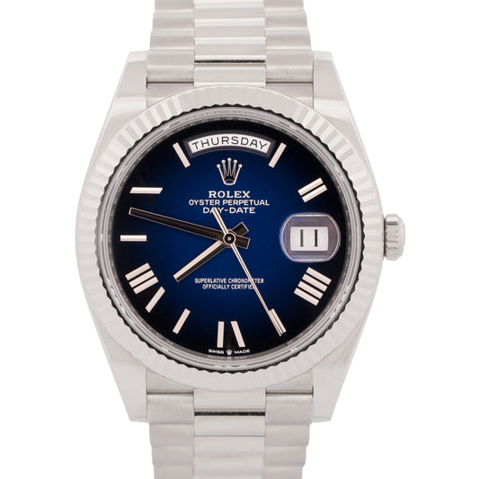 NEW 2026 PAPERS Rolex Day-Date President 40mm BLUE OMBRE 18K Gold 228239 BOX