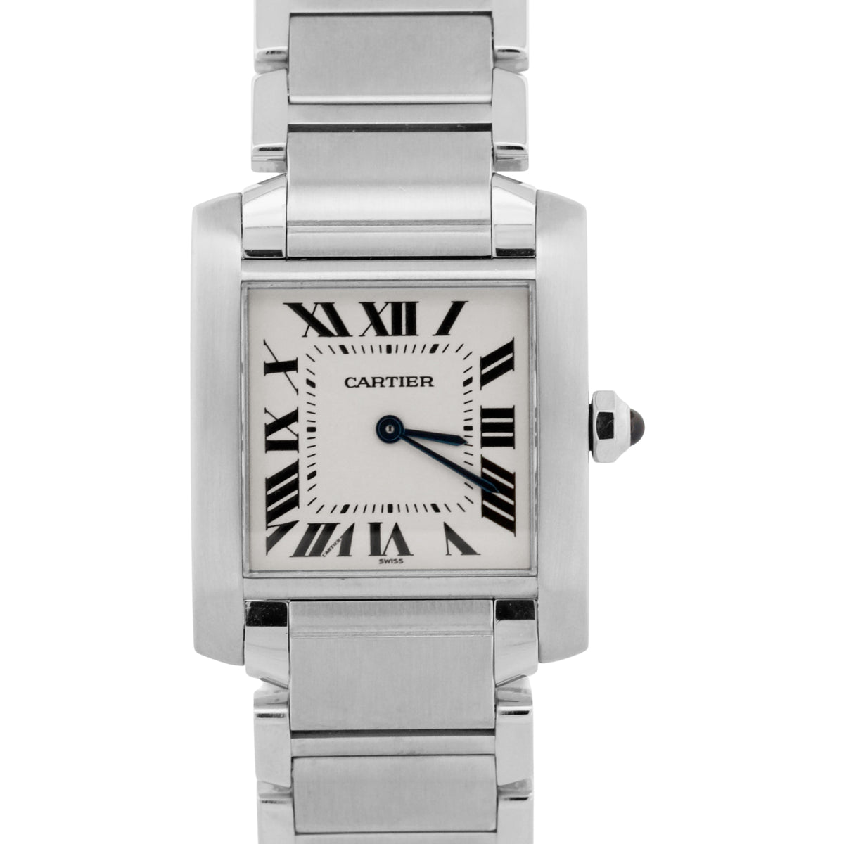 Cartier Tank Francaise 2301 W51003Q3 Mid-Size White Quartz Stainless 25mm Watch