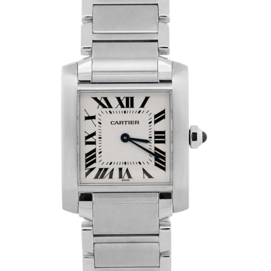 Cartier Tank Francaise 2301 W51003Q3 Mid-Size White Quartz Stainless 25mm Watch