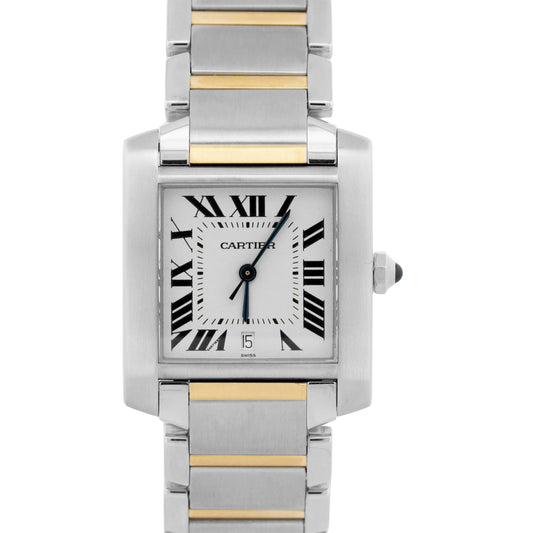 Ladies Cartier Tank Francaise Two-Tone 18K Gold Steel Guilloche 2302 W5100504