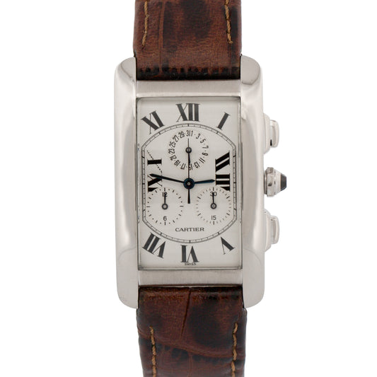 Cartier Tank Americaine 2312 W2603356 18K Ivory Roman 26mmX45mm Quartz Watch