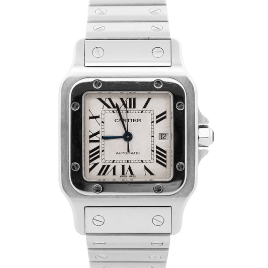 UNPOLISHED Cartier Santos Galbee 29mm IVORY ROMAN Steel Automatic 2319 W20055D6