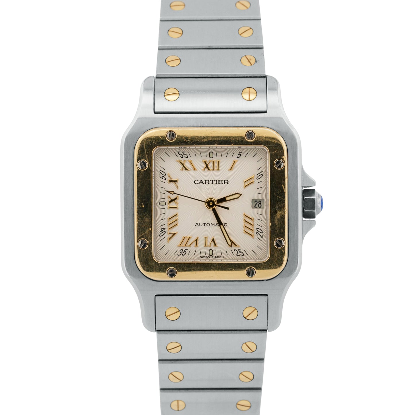 UNPOLISHED Cartier Santos Galbee 29mm IVORY 18K Steel Automatic 2319 W20041C4