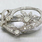 Antique Art Deco Platinum 3.00ctw F/VS2 Diamond Floral Oval Brooch Pendant
