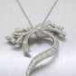Vintage 3ctw Diamond Swirl Leaf Pendant - 16" Necklace - 14k White Gold