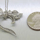 Vintage 3ctw Diamond Swirl Leaf Pendant - 16" Necklace - 14k White Gold