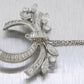 Vintage 3ctw Diamond Swirl Leaf Pendant - 16" Necklace - 14k White Gold