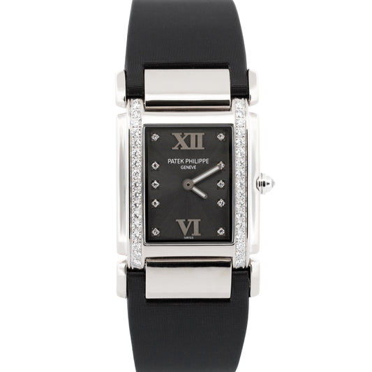 Ladies Patek Philippe Twenty-4 RHODIUM DIAMOND Satin 18K White Gold 30mm 4920G
