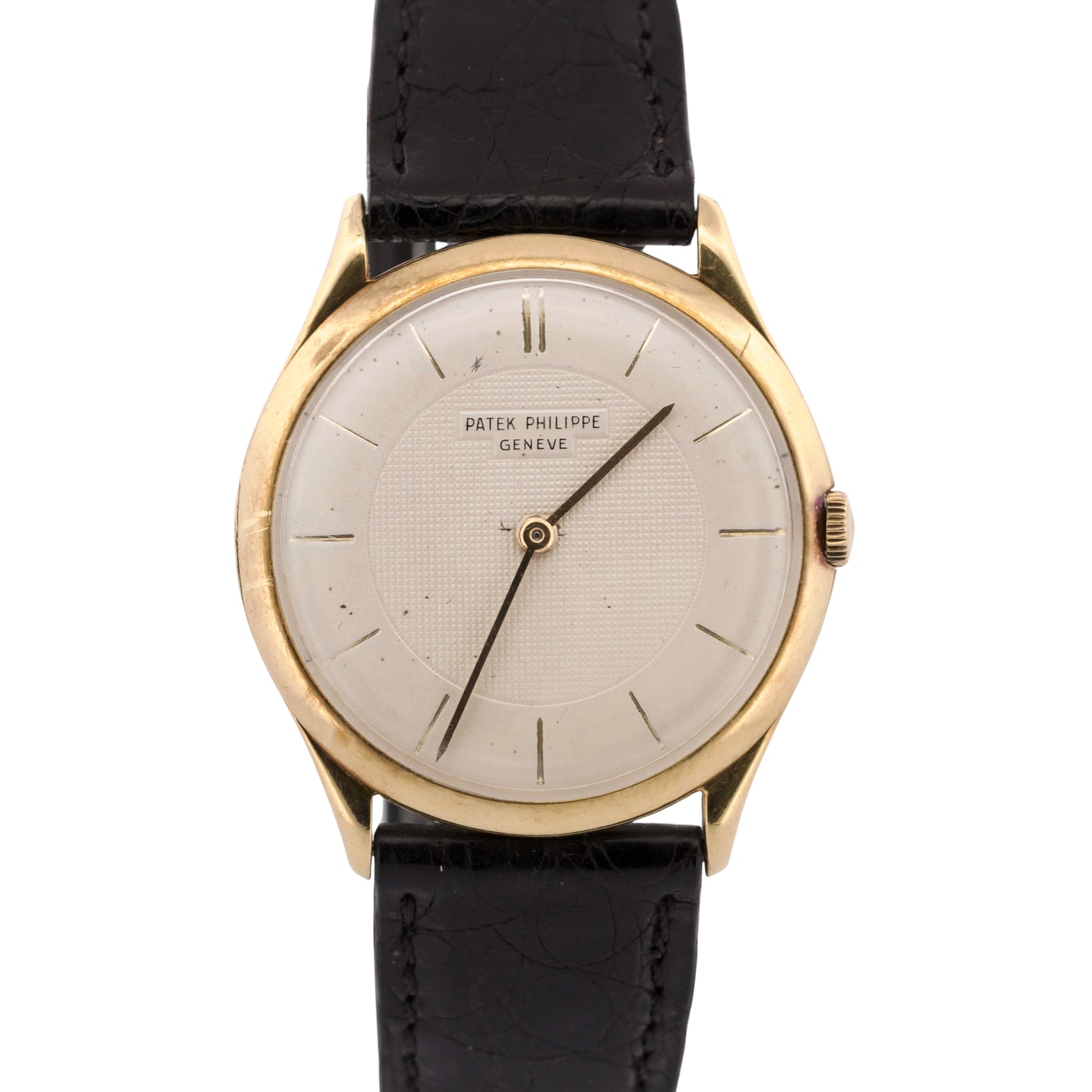 VINTAGE Patek Philippe Calatrava 33mm IVORY Manual 18K Yellow Gold Leather 2507
