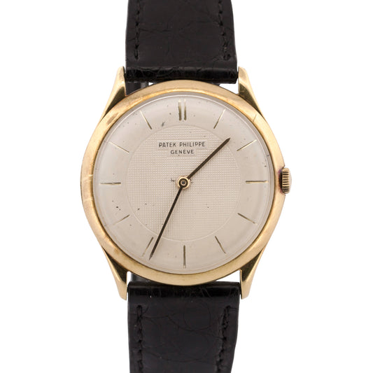VINTAGE Patek Philippe Calatrava 33mm IVORY Manual 18K Yellow Gold Leather 2507