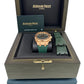 PAPERS Audemars Piguet Royal Oak Chrono GREEN 18K Rose Gold Watch 26240OR BOX