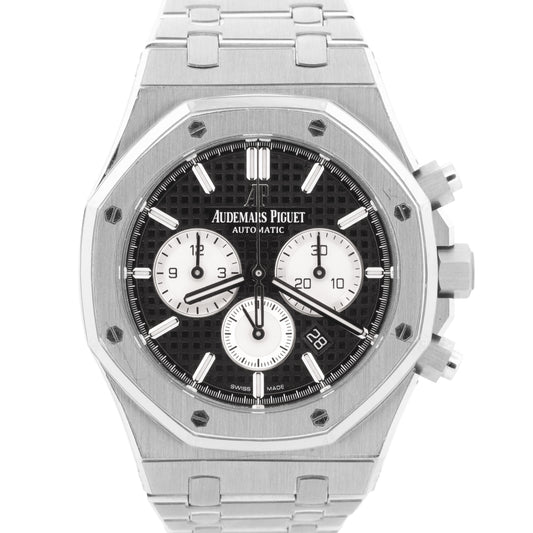 PAPERS Audemars Piguet Royal Oak Chronograph BLACK 41mm Steel 26331ST BOX