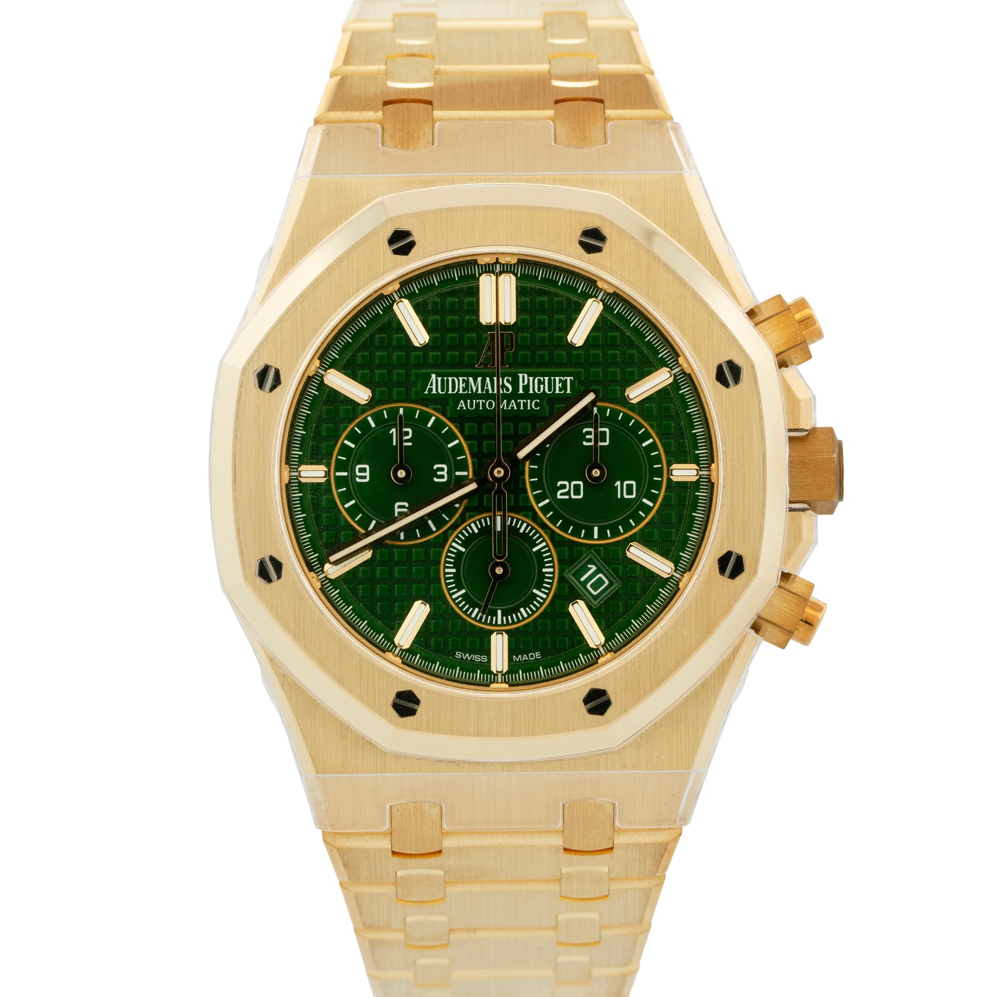 BRAND NEW Audemars Piguet Royal Oak Chronograph 41 GREEN Yellow Gold 26331BA B+P