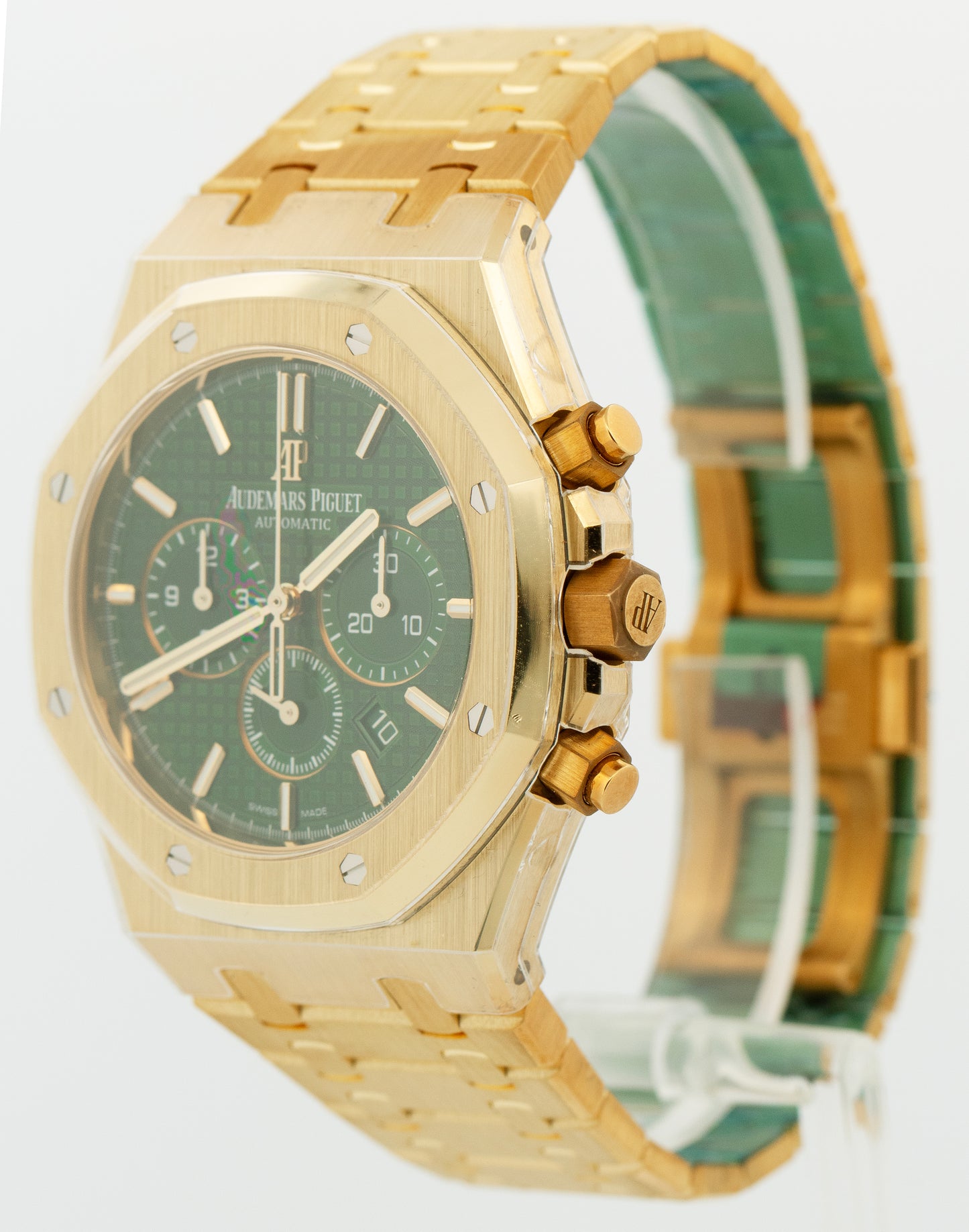 BRAND NEW Audemars Piguet Royal Oak Chronograph 41 GREEN Yellow Gold 26331BA B+P