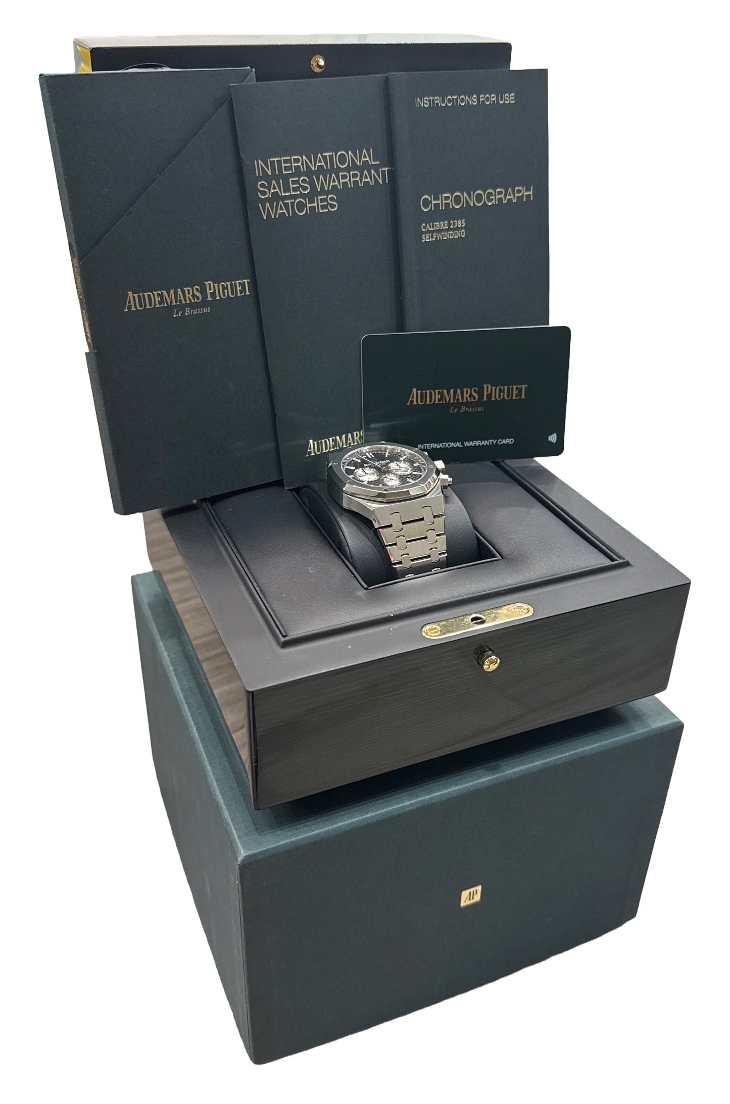 PAPERS Audemars Piguet Royal Oak Chronograph BLACK 41mm Steel 26331ST BOX