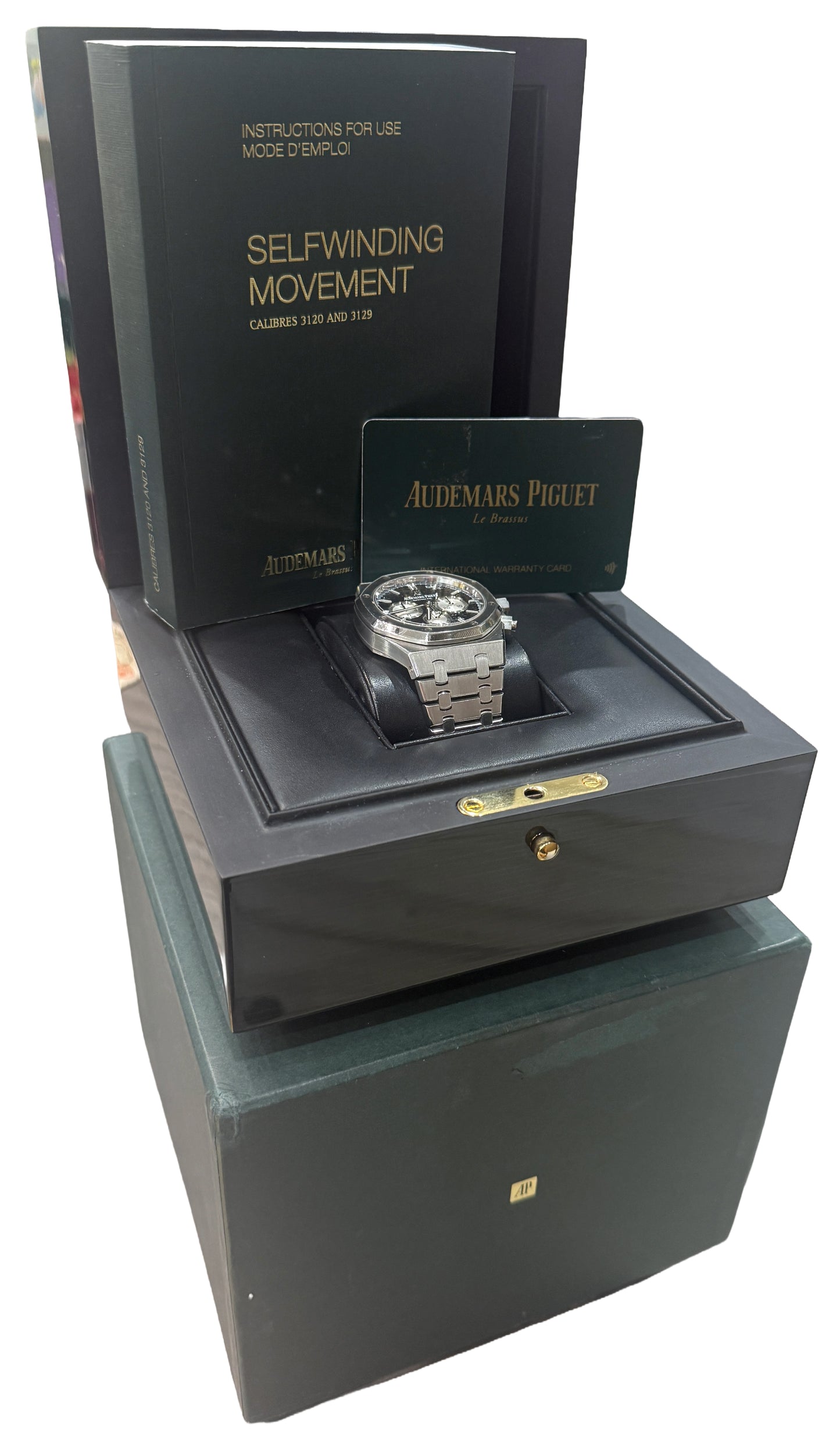 PAPERS Audemars Piguet Royal Oak Chronograph BLACK 41mm Steel 26331ST BOX