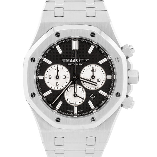 PAPERS Audemars Piguet Royal Oak Chronograph BLACK 41mm Steel 26331ST BOX